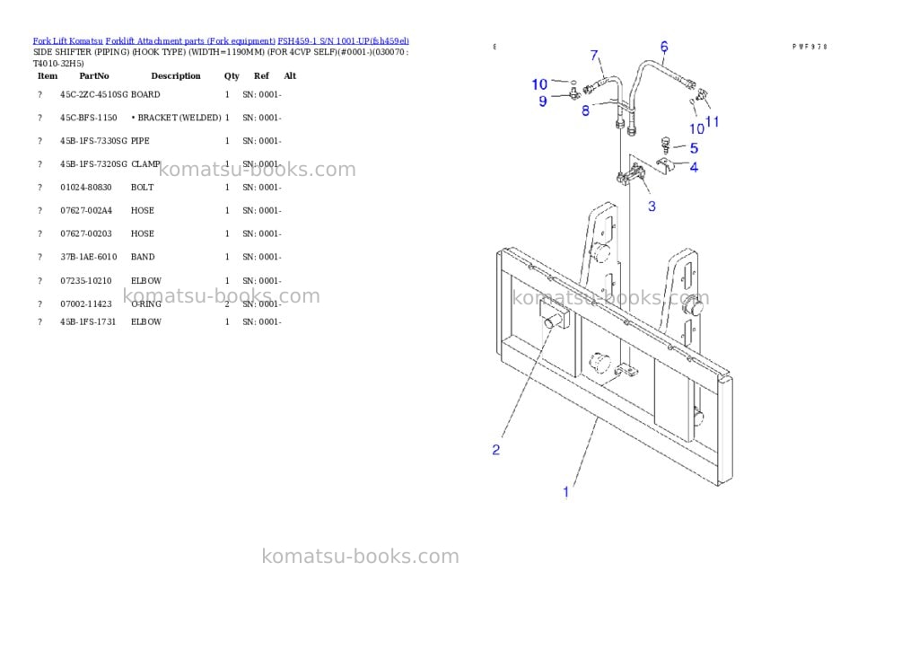 Komatsu fsh459-1 s/n 1001-up Parts catalog cover Page 6 Komatsu fsh459-1 s/n 1001-up Parts catalog cover Page 6