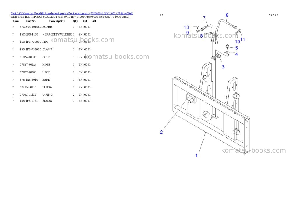 Komatsu fsh459-1 s/n 1001-up Parts catalog cover Page 7 Komatsu fsh459-1 s/n 1001-up Parts catalog cover Page 7