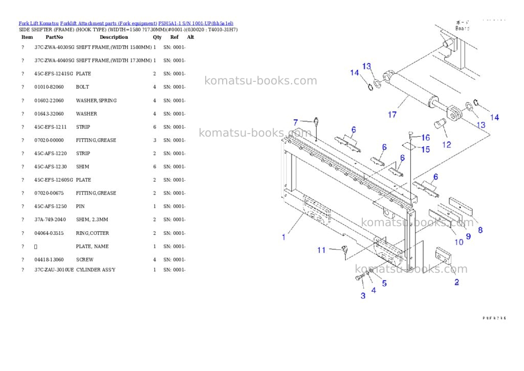 Komatsu fsh5a1-1 s/n 1001-up Parts catalog cover Page 2