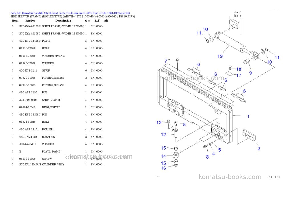 Komatsu fsh5a1-1 s/n 1001-up Parts catalog cover Page 4