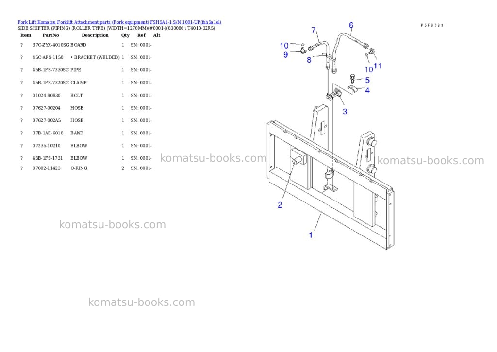 Komatsu fsh5a1-1 s/n 1001-up Parts catalog cover Page 8