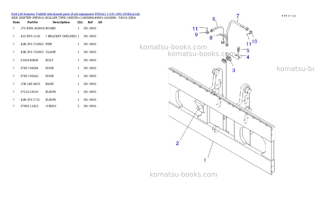Komatsu fsh5a1-1 s/n 1001-up Parts catalog cover Page 9