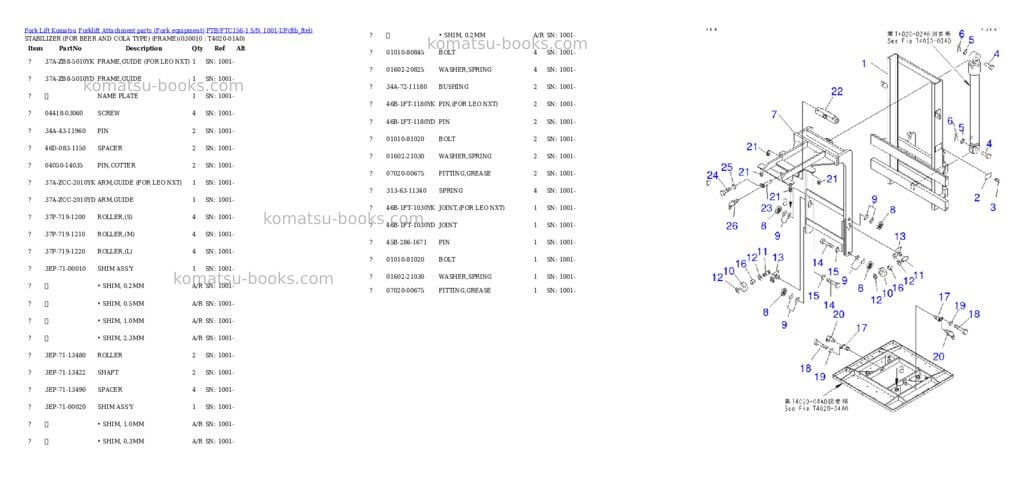Komatsu ftb/ftc156-1 s/n 1001-up Parts catalog cover Komatsu ftb/ftc156-1 s/n 1001-up Parts catalog cover