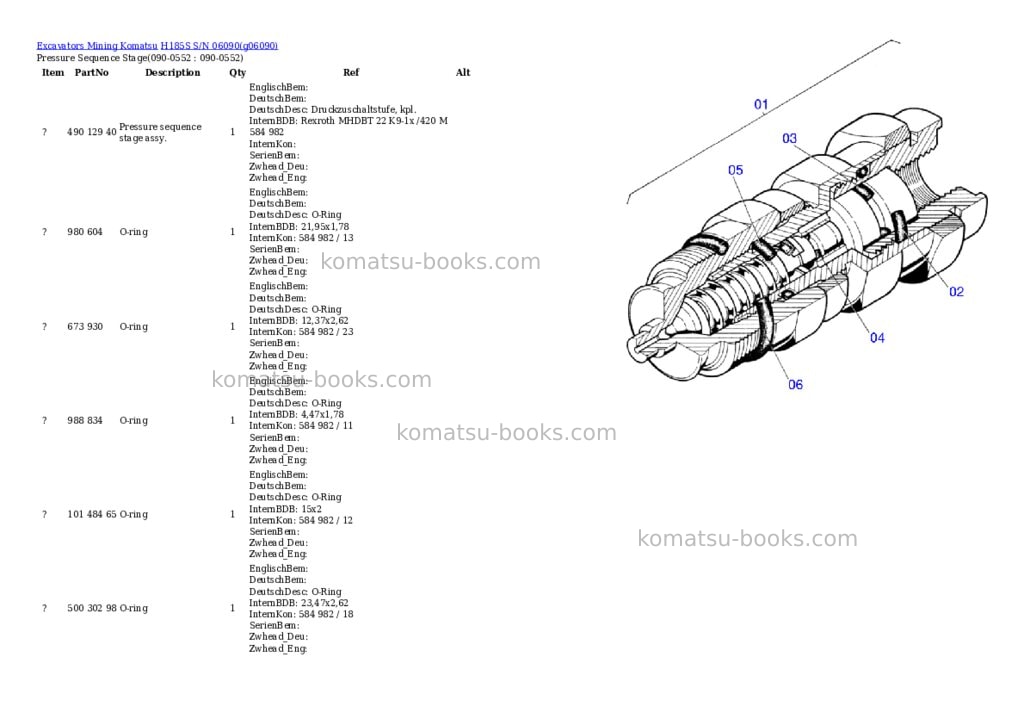 Komatsu h185s s/n 06090 Parts catalog cover Page 7 Komatsu h185s s/n 06090 Parts catalog cover Page 7