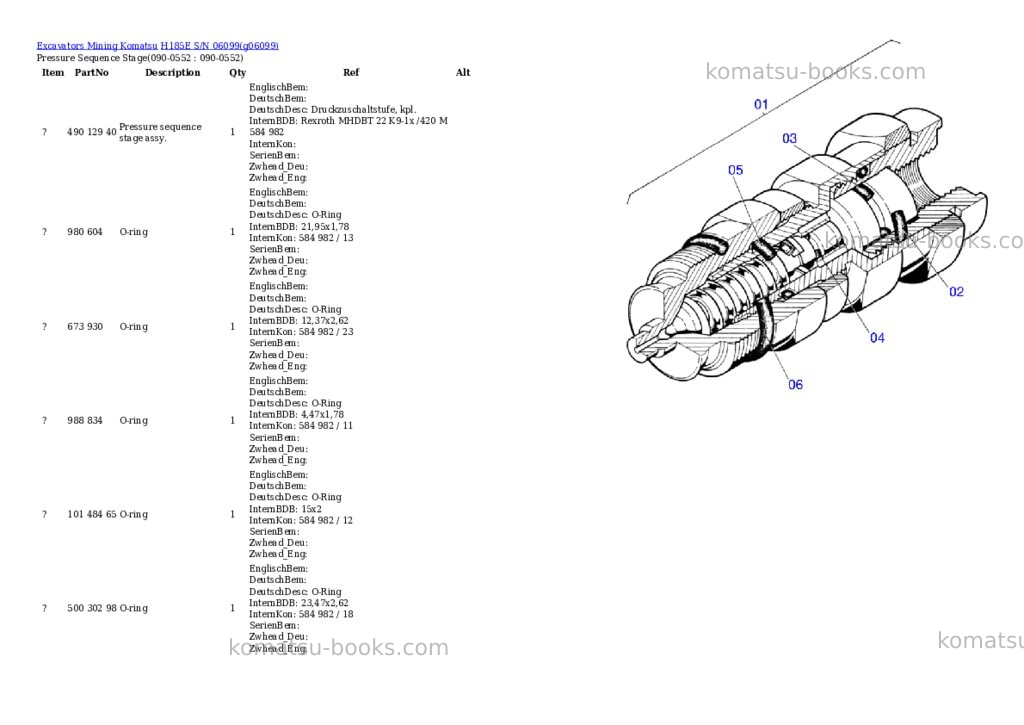 Komatsu h185e s/n 06099 Parts catalog cover Page 5