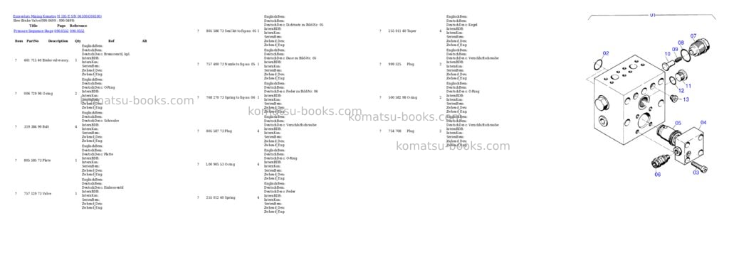 Komatsu H 185 E S/N 06100 Parts catalog cover Page 3 Komatsu H 185 E S/N 06100 Parts catalog cover Page 3