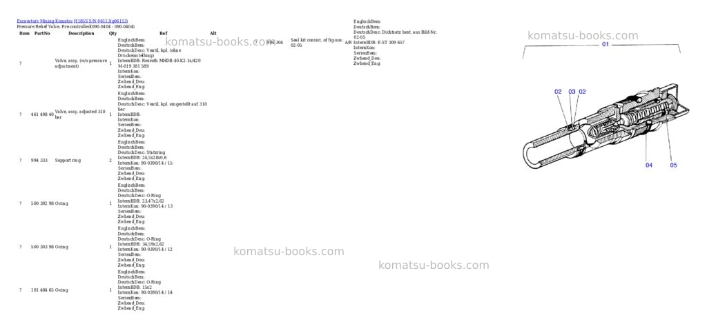Komatsu h185s s/n 06113 Parts catalog cover Page 2 Komatsu h185s s/n 06113 Parts catalog cover Page 2
