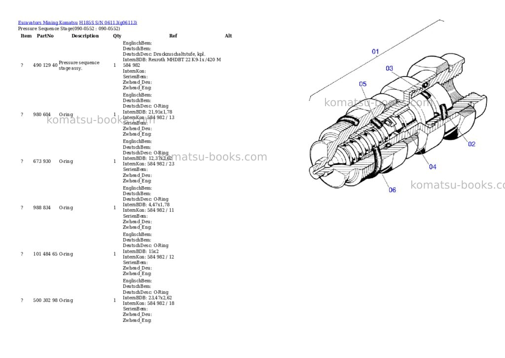 Komatsu h185s s/n 06113 Parts catalog cover Page 8 Komatsu h185s s/n 06113 Parts catalog cover Page 8