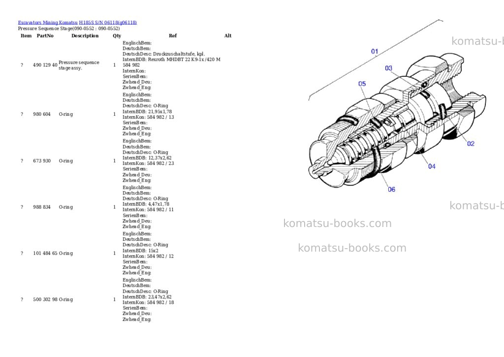 Komatsu h185s s/n 06118 Parts catalog cover Page 10