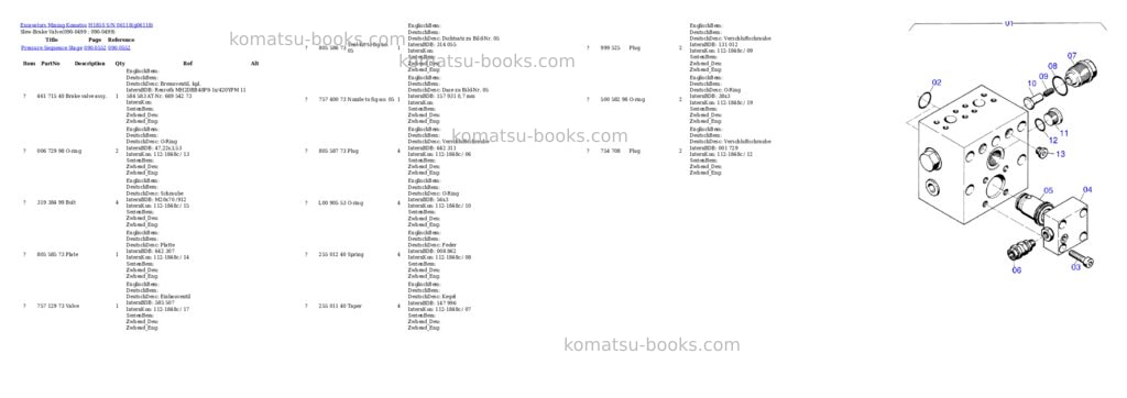 Komatsu h185s s/n 06118 Parts catalog cover Page 7