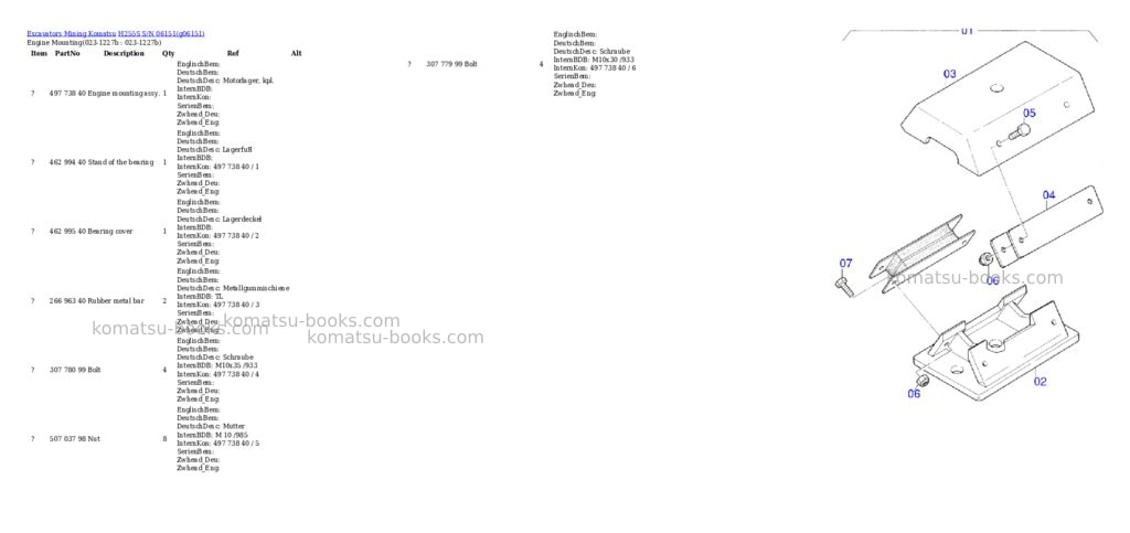 Komatsu h255s s/n 06151 Parts catalog cover Page 2 Komatsu h255s s/n 06151 Parts catalog cover Page 2