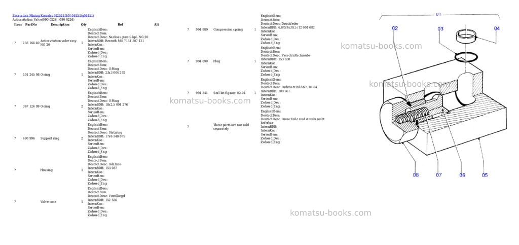 Komatsu h255s s/n 06151 Parts catalog cover Page 5 Komatsu h255s s/n 06151 Parts catalog cover Page 5