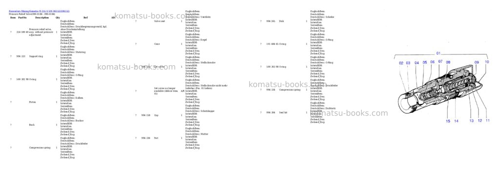 Komatsu H 255 S S/N 06152 Parts catalog cover Page 2 Komatsu H 255 S S/N 06152 Parts catalog cover Page 2