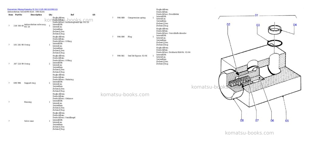Komatsu H 255 S S/N 06152 Parts catalog cover Page 3 Komatsu H 255 S S/N 06152 Parts catalog cover Page 3