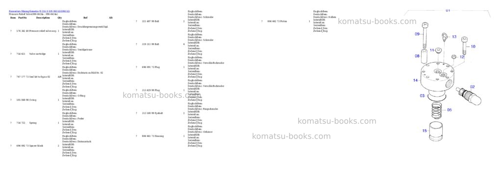 Komatsu H 255 S S/N 06152 Parts catalog cover Page 7 Komatsu H 255 S S/N 06152 Parts catalog cover Page 7
