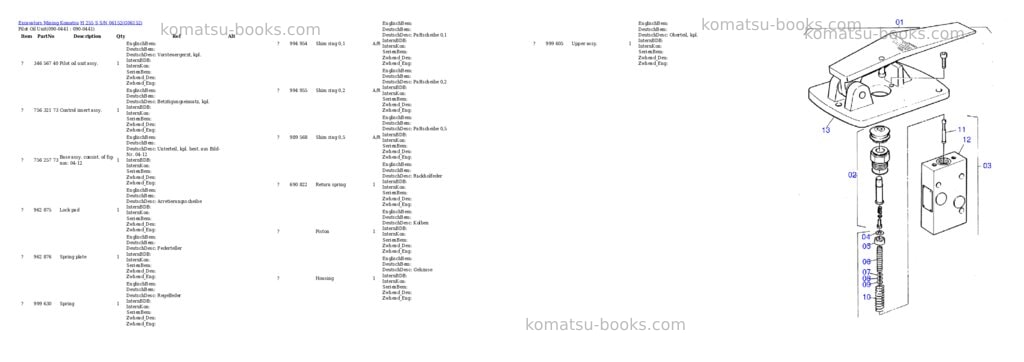 Komatsu H 255 S S/N 06152 Parts catalog cover Page 8 Komatsu H 255 S S/N 06152 Parts catalog cover Page 8