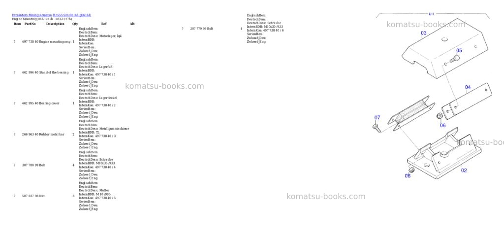 Komatsu h255s s/n 06161 Parts catalog cover Page 2