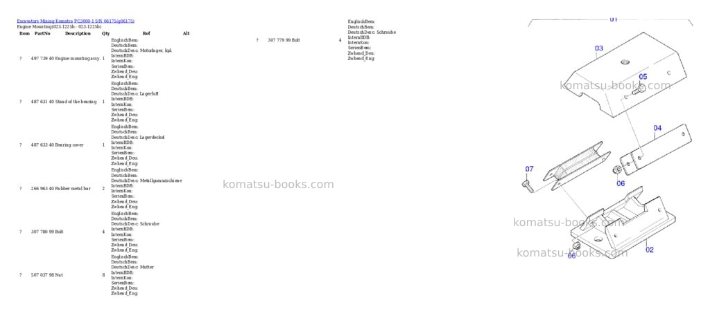Komatsu pc3000-1 s/n 06175 Parts catalog cover Komatsu pc3000-1 s/n 06175 Parts catalog cover