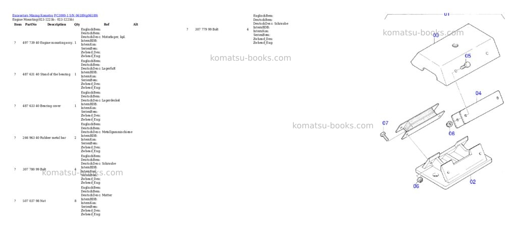Komatsu pc3000-1 s/n 06189 Parts catalog cover