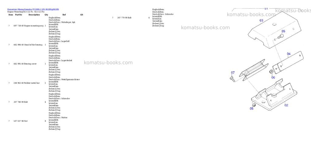Komatsu pc3000-1 s/n 06189 Parts catalog cover Page 2