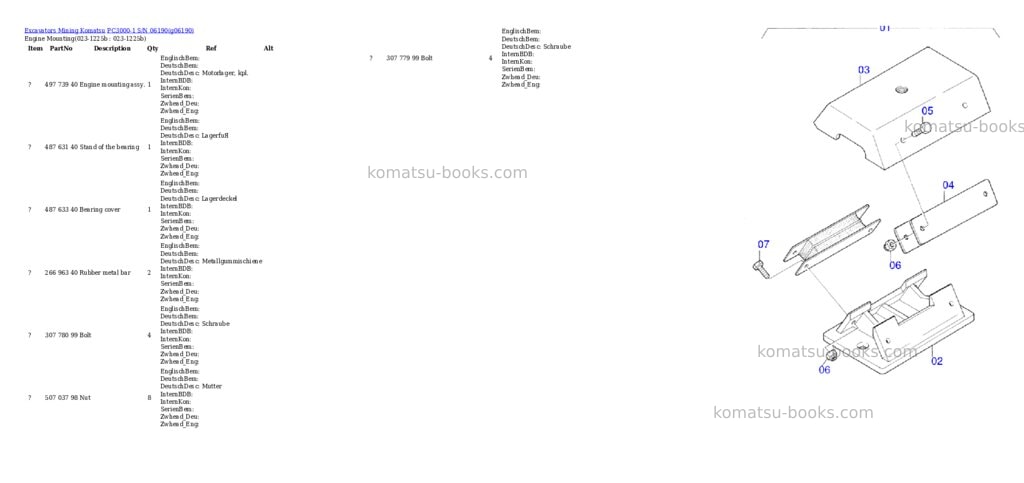 Komatsu pc3000-1 s/n 06190 Parts catalog cover