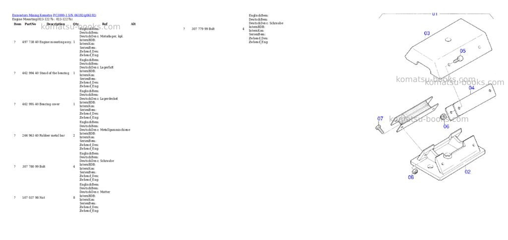 Komatsu pc3000-1 s/n 06192 Parts catalog cover Page 2