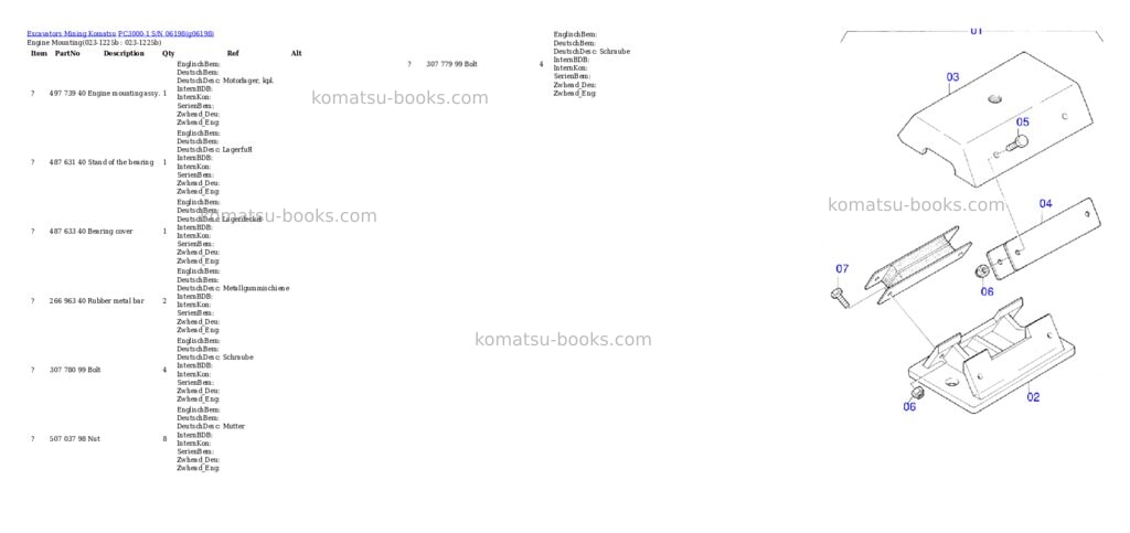Komatsu pc3000-1 s/n 06198 Parts catalog cover