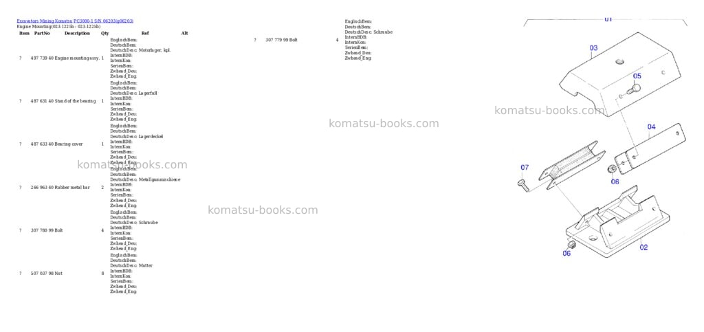 Komatsu pc3000-1 s/n 06203 Parts catalog cover