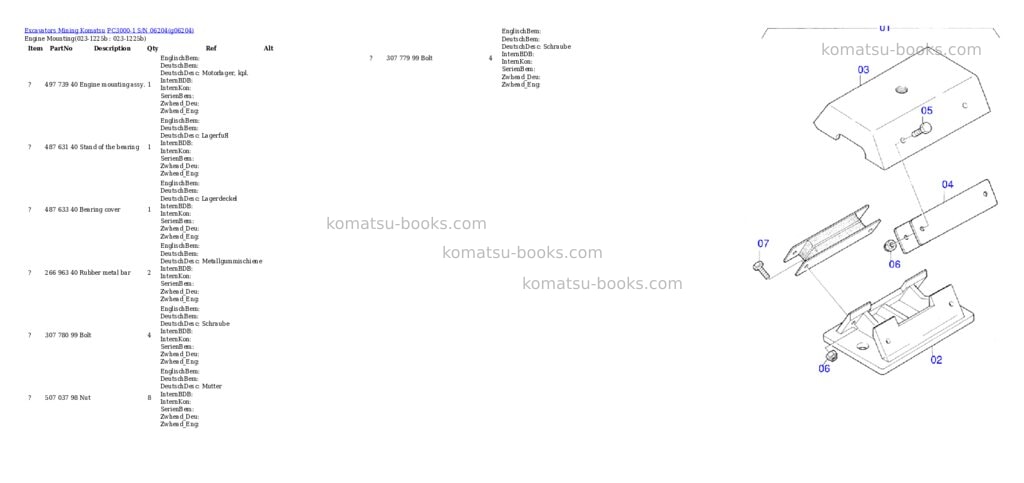 Komatsu pc3000-1 s/n 06204 Parts catalog cover