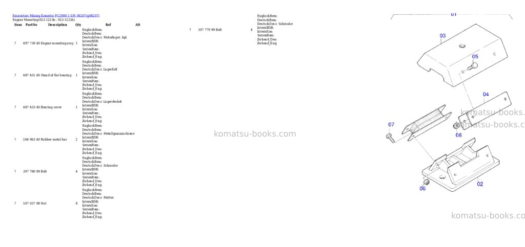 Komatsu pc3000-1 s/n 06207 Parts catalog cover