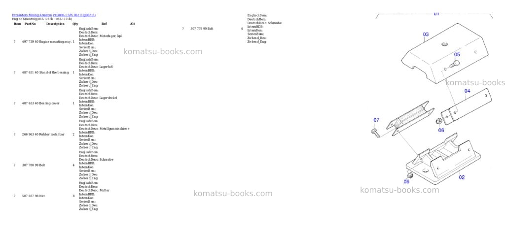 Komatsu pc3000-1 s/n 06211 Parts catalog cover