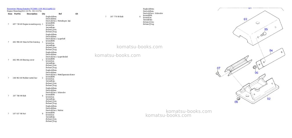 Komatsu PC3000-1 S/N 06212 Parts catalog cover Page 2