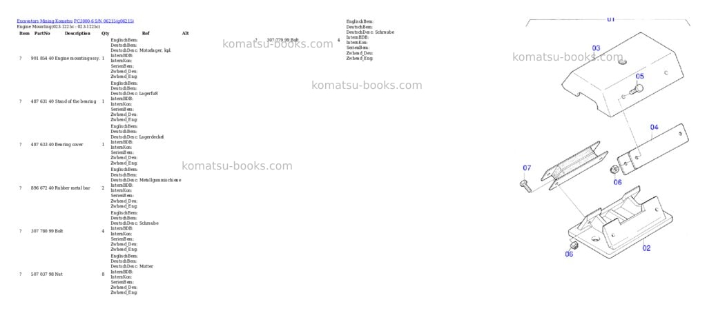 Komatsu pc3000-6 s/n 06215 Parts catalog cover