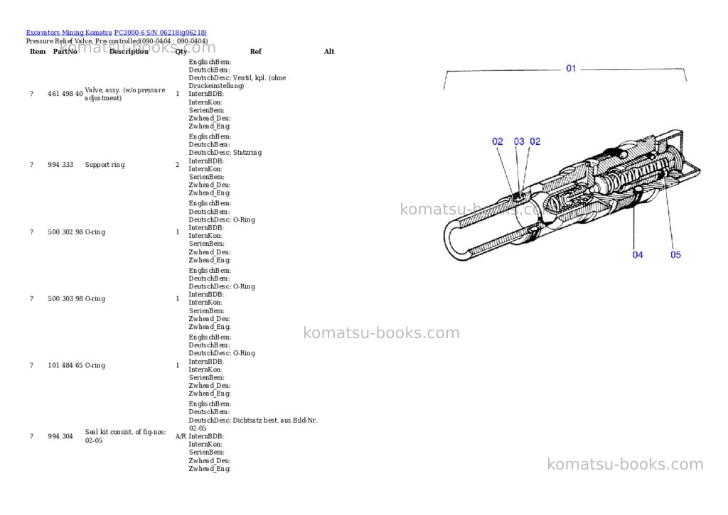 Komatsu pc3000-6 s/n 06218 Parts catalog cover Page 7