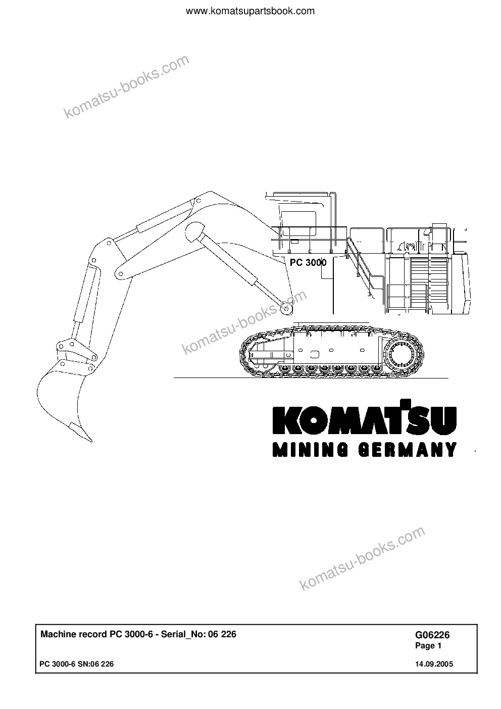Komatsu pc3000-6 s/n 06226 Parts catalog cover