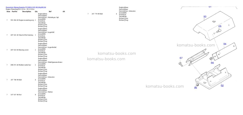 Komatsu pc3000-6 s/n 06234 Parts catalog cover