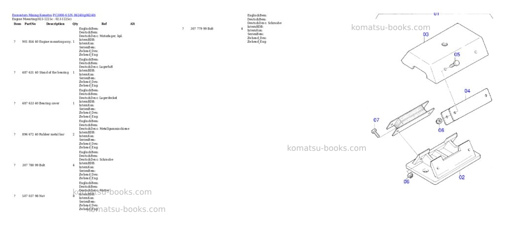 Komatsu pc3000-6 s/n 06240 Parts catalog cover