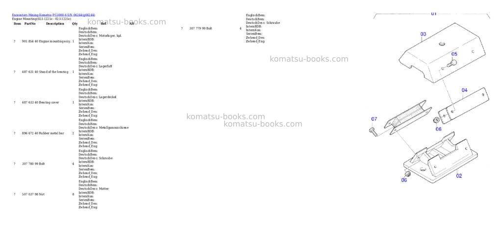 Komatsu pc3000-6 s/n 06244 Parts catalog cover