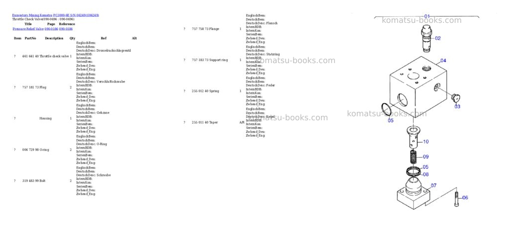 Komatsu pc3000-6e s/n 06249 Parts catalog cover Page 8