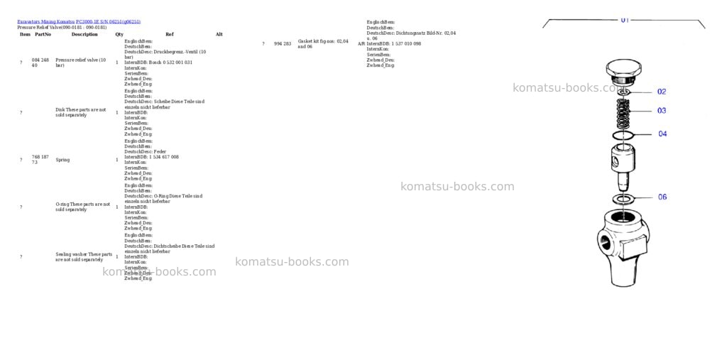 Komatsu pc3000-1e s/n 06251 Parts catalog cover