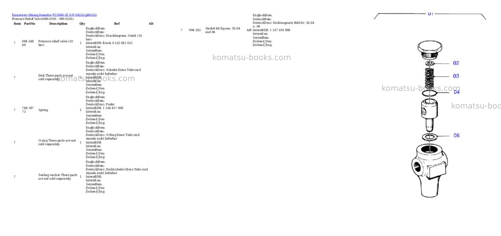 Komatsu pc3000-1e s/n 06252 Parts catalog cover