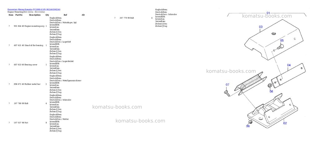 Komatsu pc3000-6 s/n 06254 Parts catalog cover