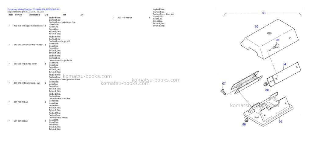 Komatsu pc3000-6 s/n 06265 Parts catalog cover