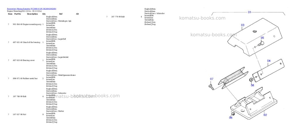 Komatsu pc3000-6 s/n 06269 Parts catalog cover Komatsu pc3000-6 s/n 06269 Parts catalog cover