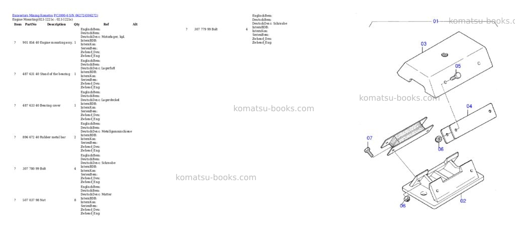 Komatsu pc3000-6 s/n 06272 Parts catalog cover
