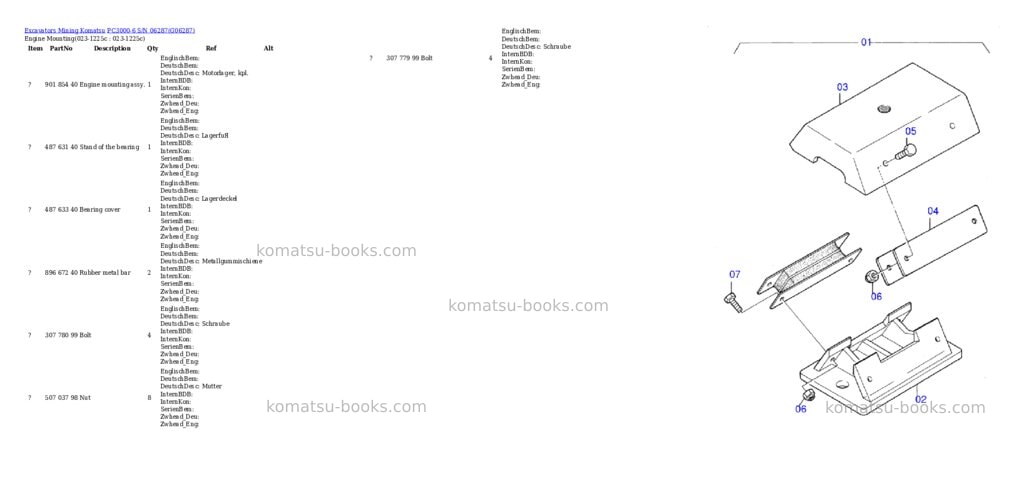 Komatsu pc3000-6 s/n 06287 Parts catalog cover
