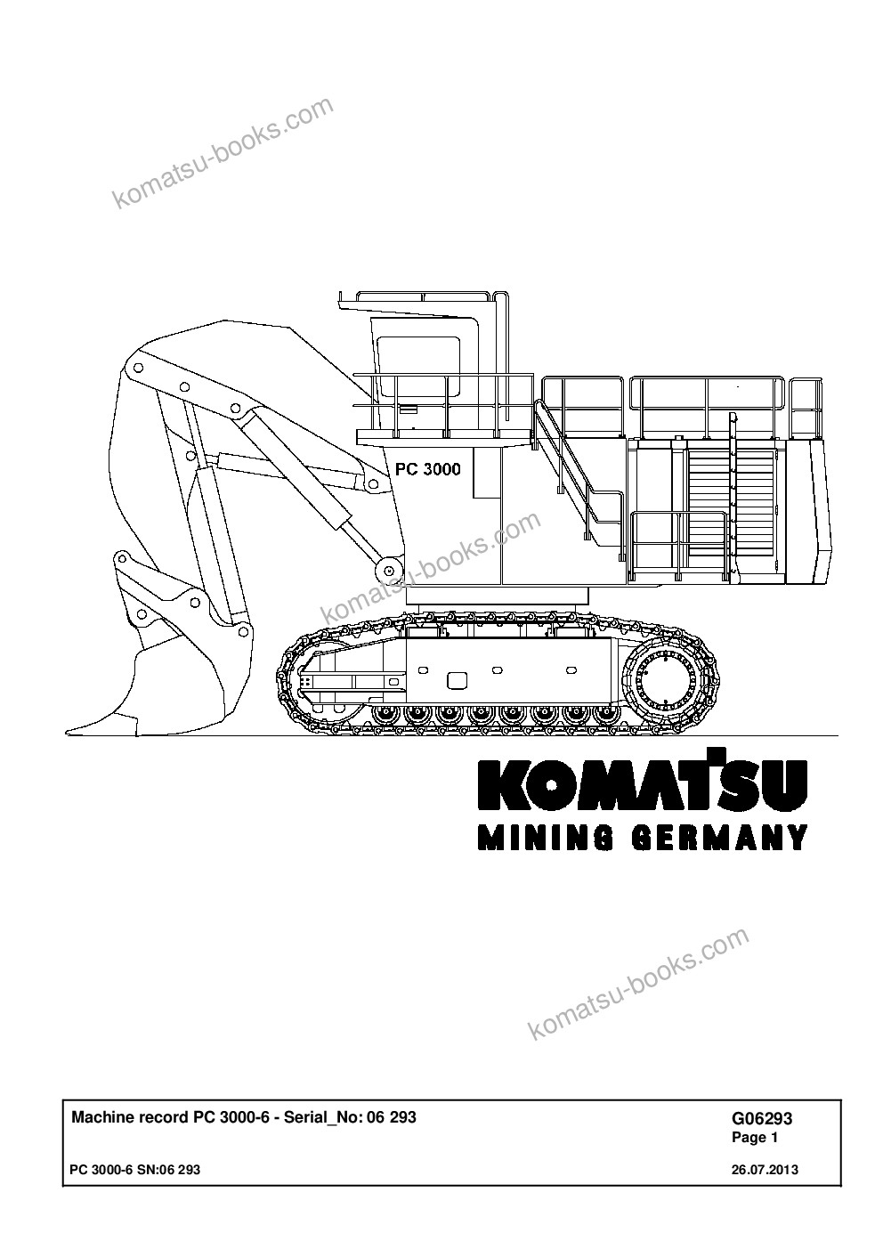 Komatsu pc3000-6 s/n 06293 Parts catalog cover Komatsu pc3000-6 s/n 06293 Parts catalog cover