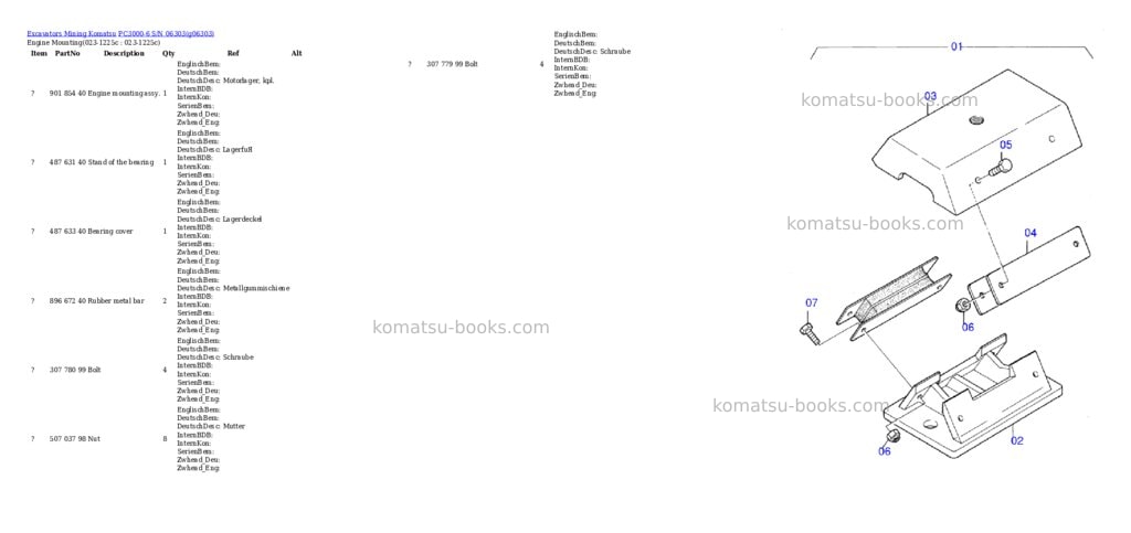 Komatsu pc3000-6 s/n 06303 Parts catalog cover Komatsu pc3000-6 s/n 06303 Parts catalog cover