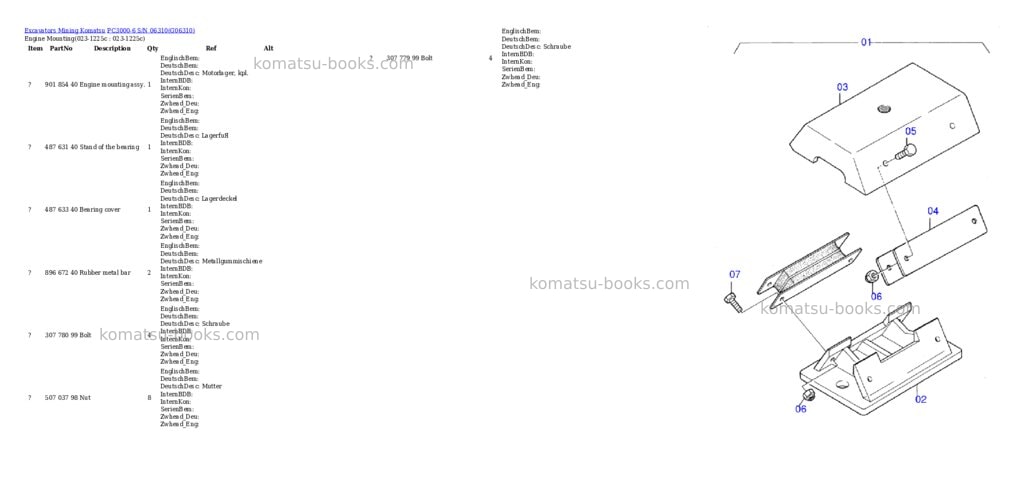 Komatsu pc3000-6 s/n 06310 Parts catalog cover