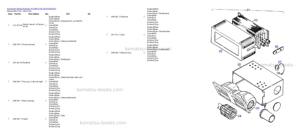 Komatsu pc3000-6 s/n 06310 Parts catalog cover Page 9